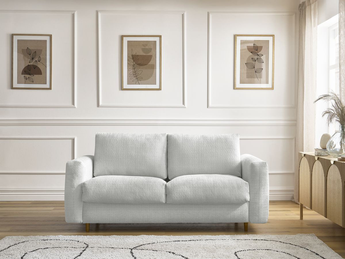 Canapé droit convertible NOUVEAU COCOONE texturé gris clair — vue 4