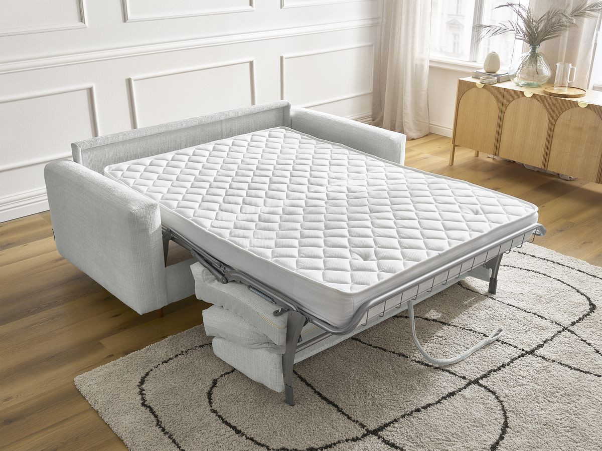 Canapé droit convertible NOUVEAU COCOONE texturé gris clair — vue 6