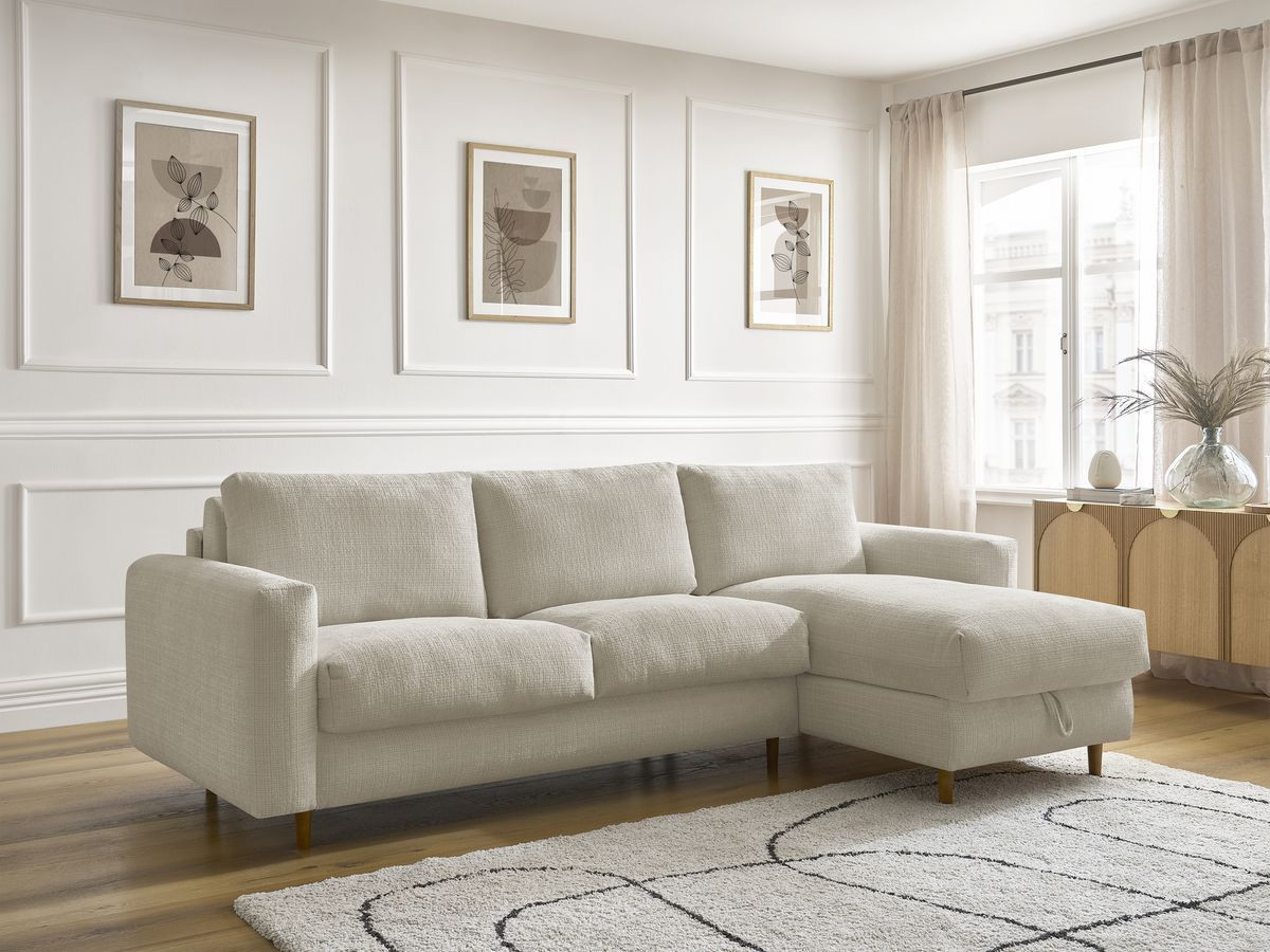 Canapé d'angle réversible convertible NOUVEAU COCOONE texturé beige — vue 5