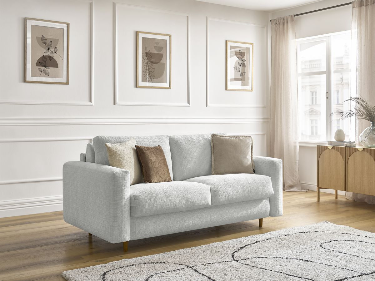 Canapé droit convertible NOUVEAU COCOONE texturé gris clair