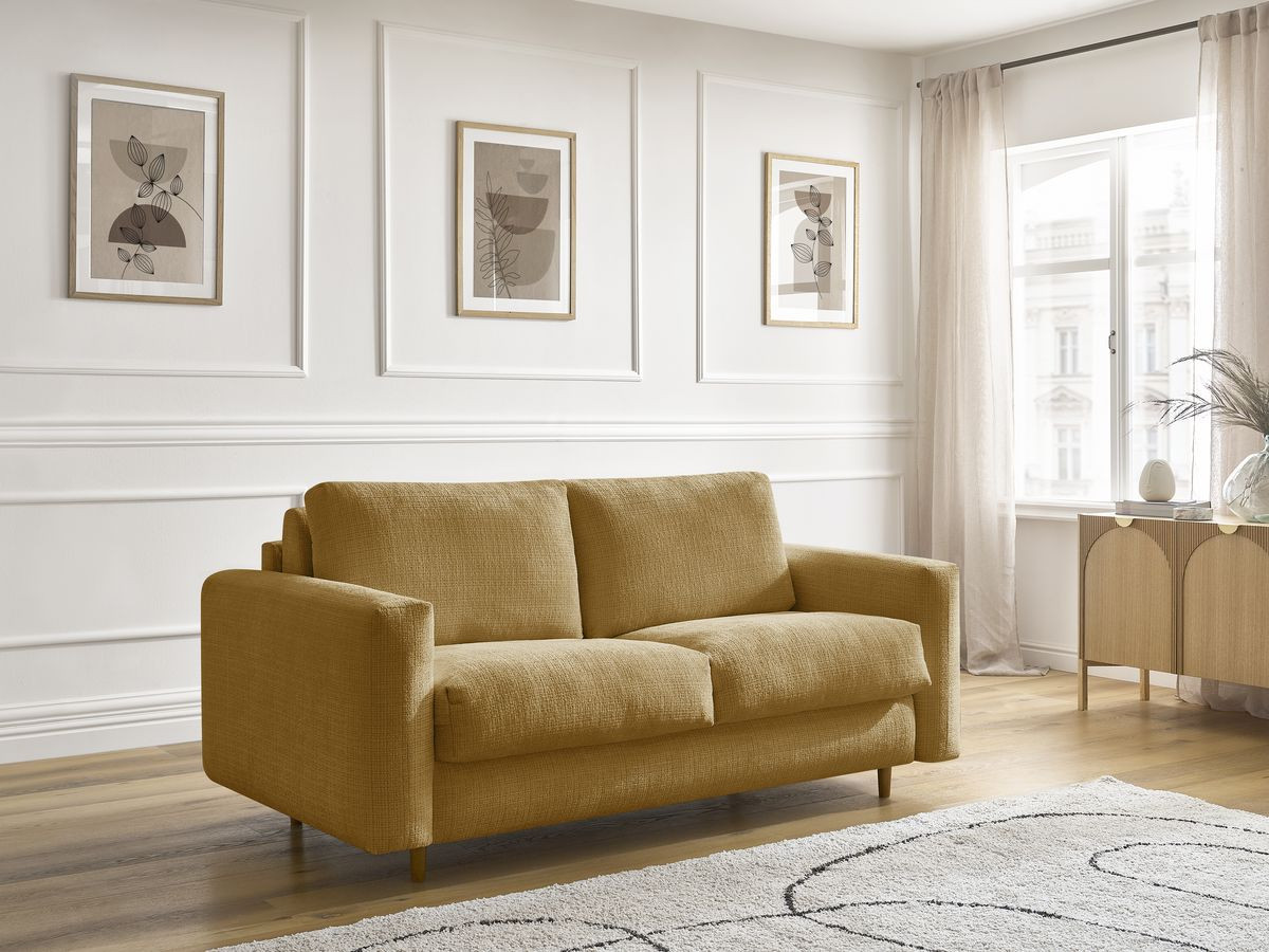 Canapé droit convertible NOUVEAU COCOONE texturé jaune — vue 5