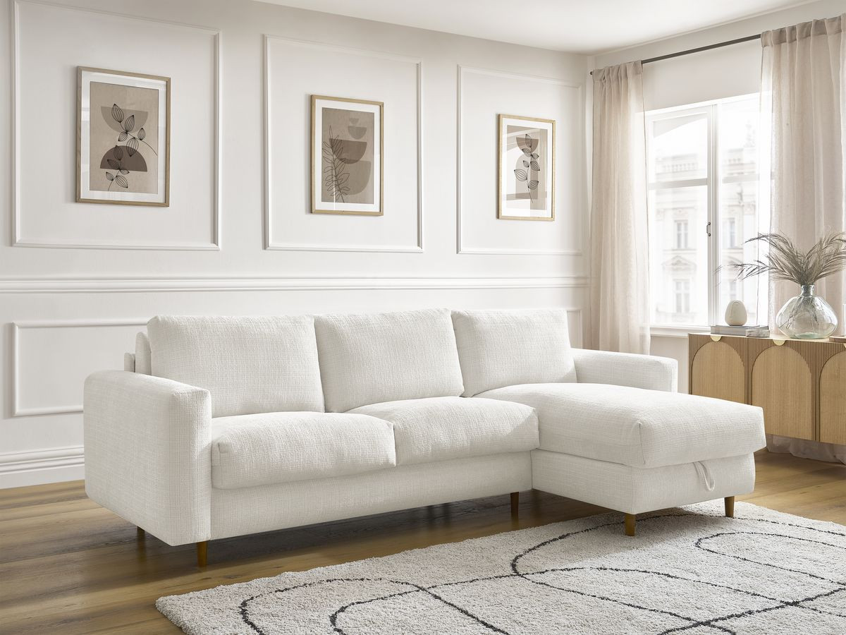 Canapé d'angle réversible convertible NOUVEAU COCOONE texturé blanc — vue 5