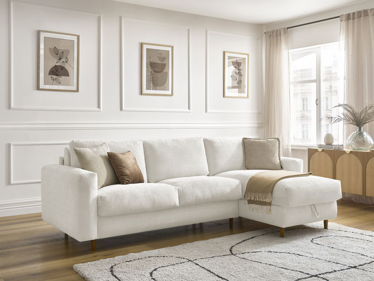 Canapé d'angle réversible convertible NOUVEAU COCOONE texturé blanc