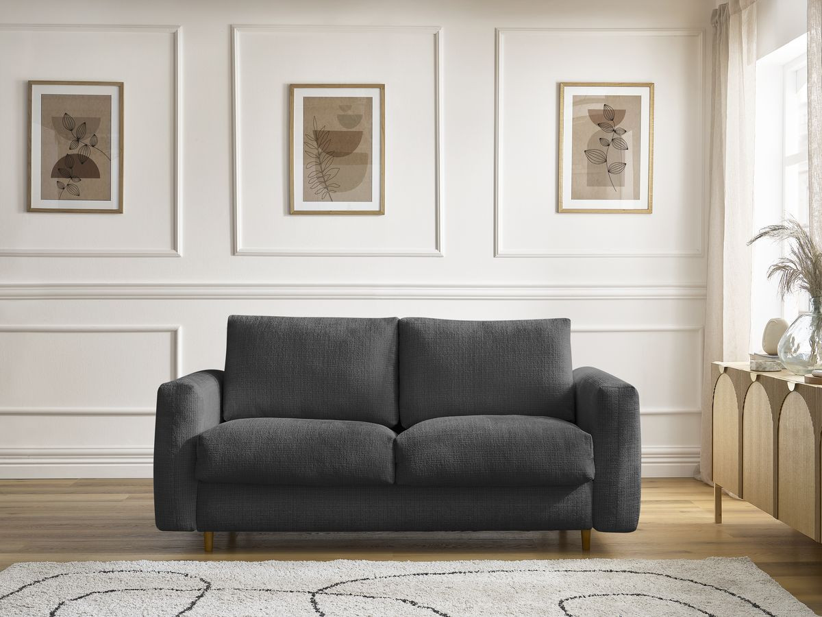 Canapé droit convertible NOUVEAU COCOONE texturé noir — vue 4