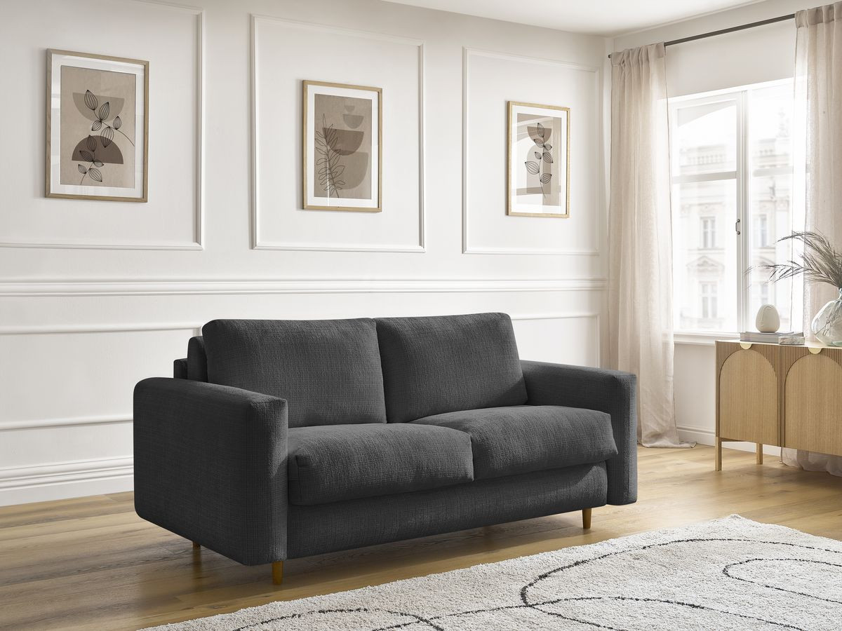 Canapé droit convertible NOUVEAU COCOONE texturé noir — vue 5