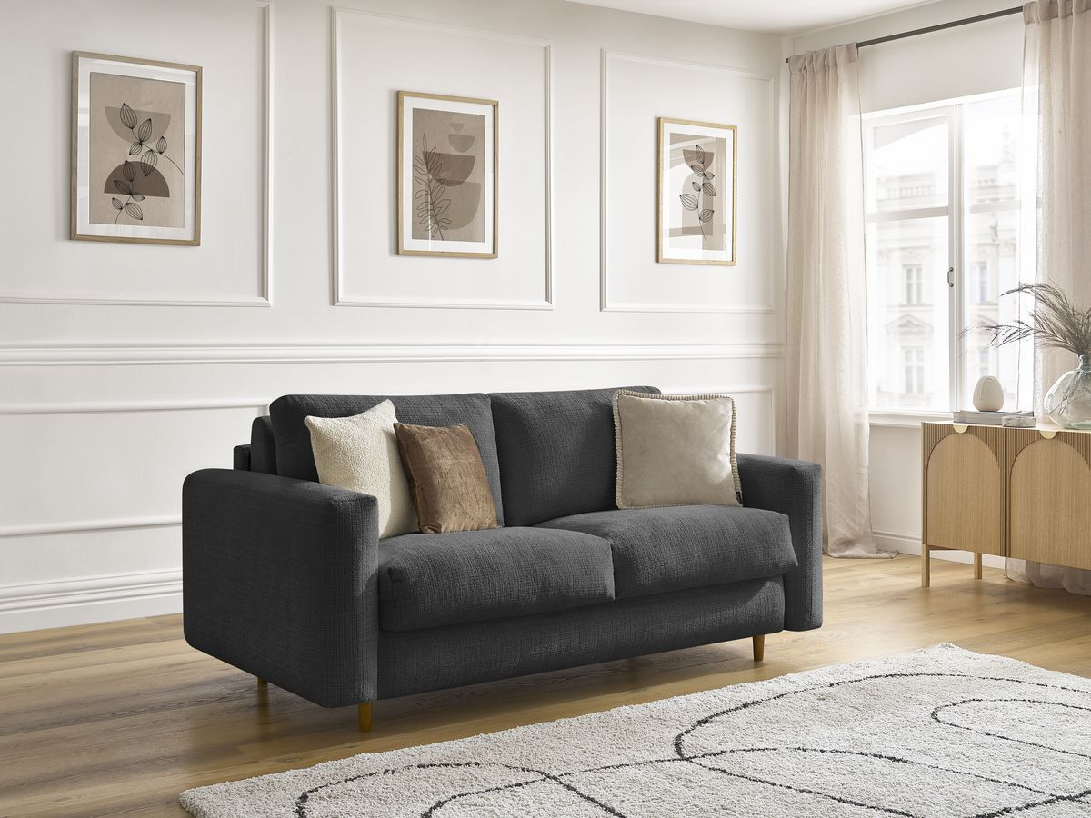 Canapé droit convertible NOUVEAU COCOONE texturé noir