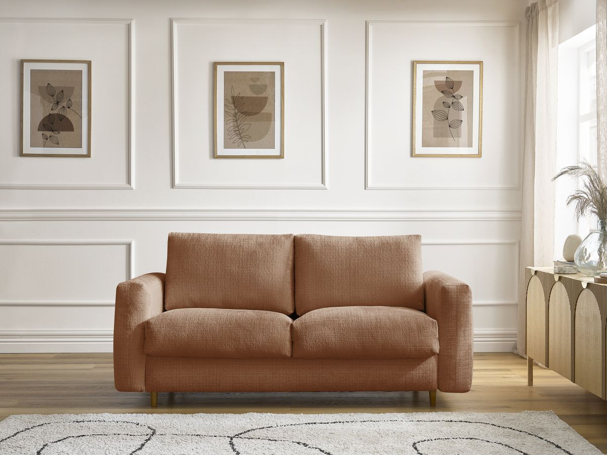 Canapé droit convertible NOUVEAU COCOONE texturé orange — vue 4