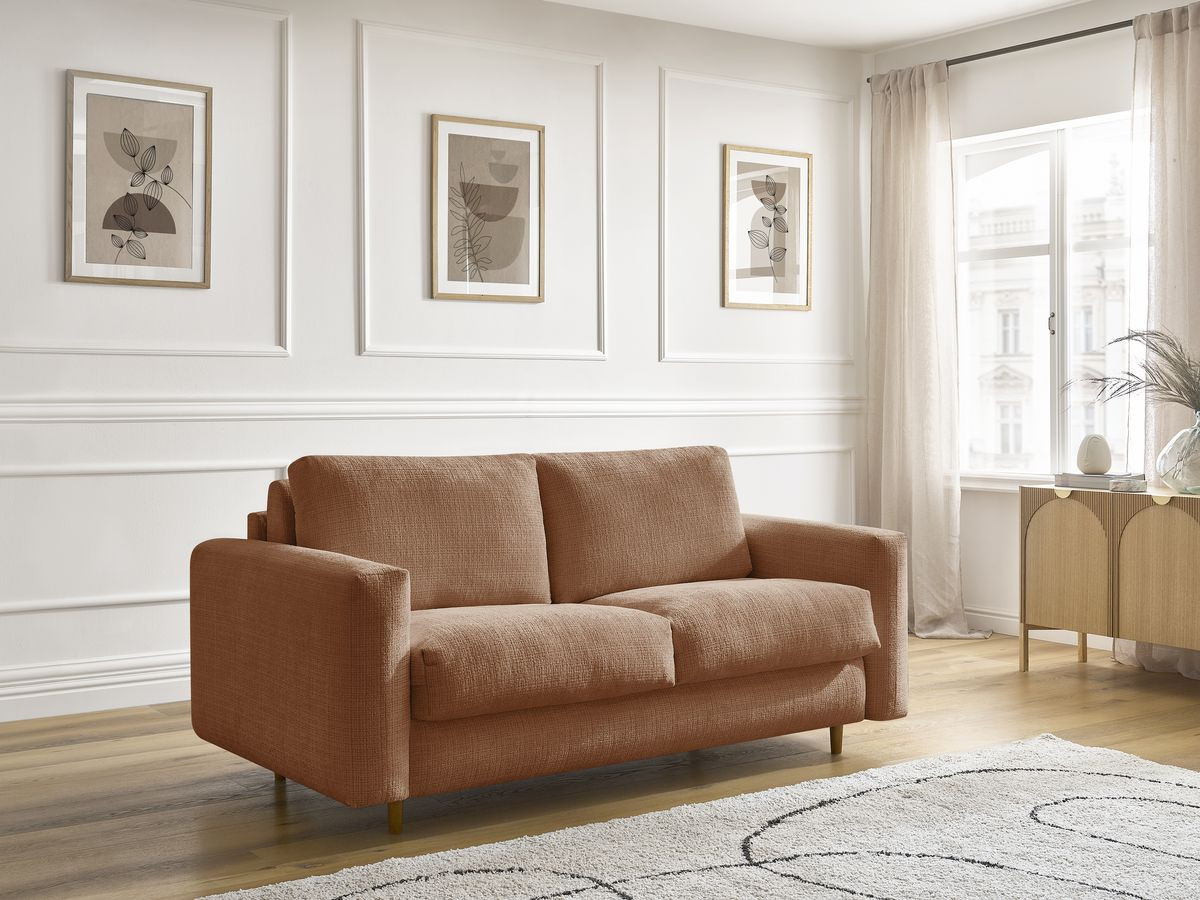 Canapé droit convertible NOUVEAU COCOONE texturé orange — vue 5