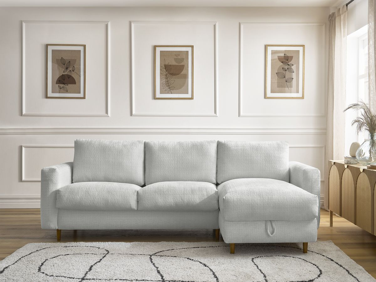 Canapé d'angle réversible convertible NOUVEAU COCOONE texturé gris clair — vue 4