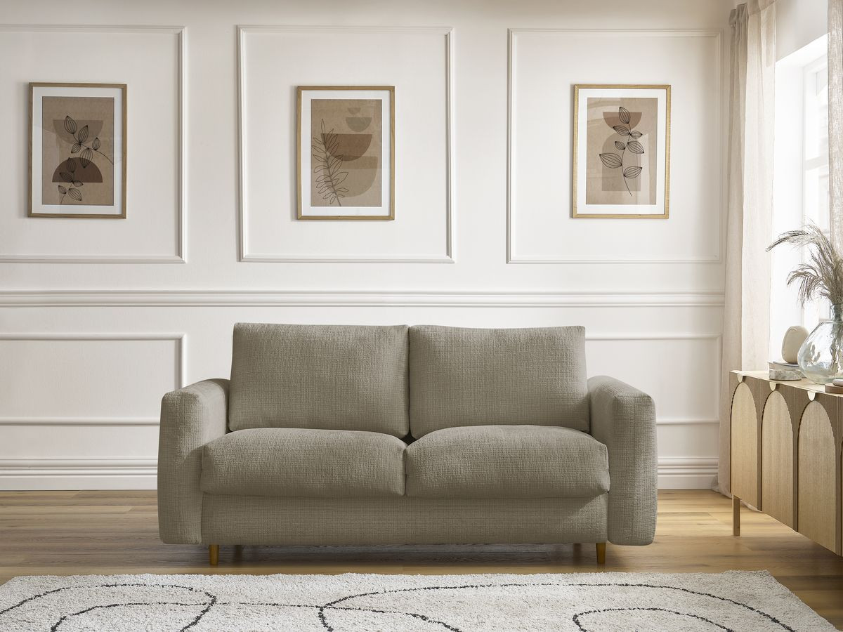 Canapé droit convertible NOUVEAU COCOONE texturé taupe — vue 4