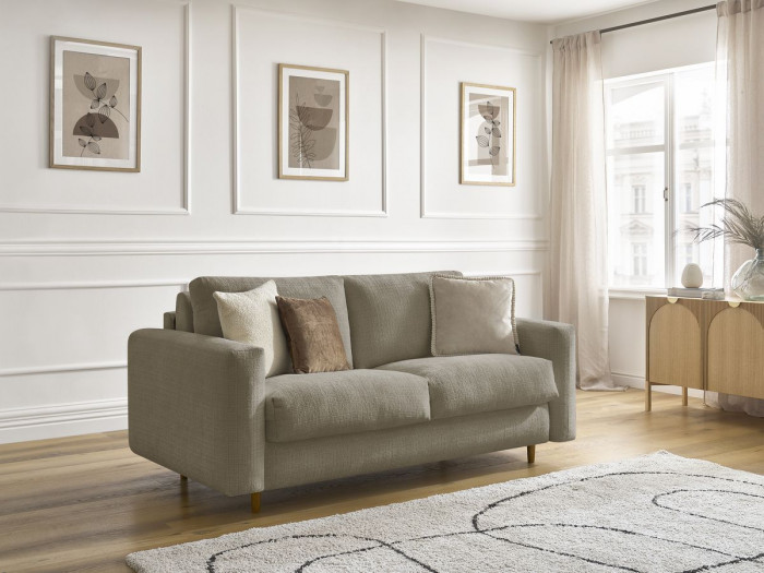 Canapé droit convertible NOUVEAU COCOONE ouverture express tissu texturé