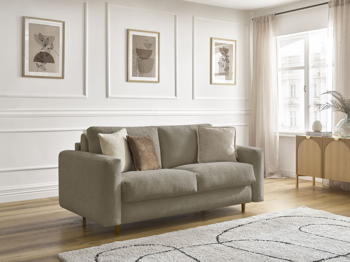 Canapé droit convertible NOUVEAU COCOONE texturé taupe