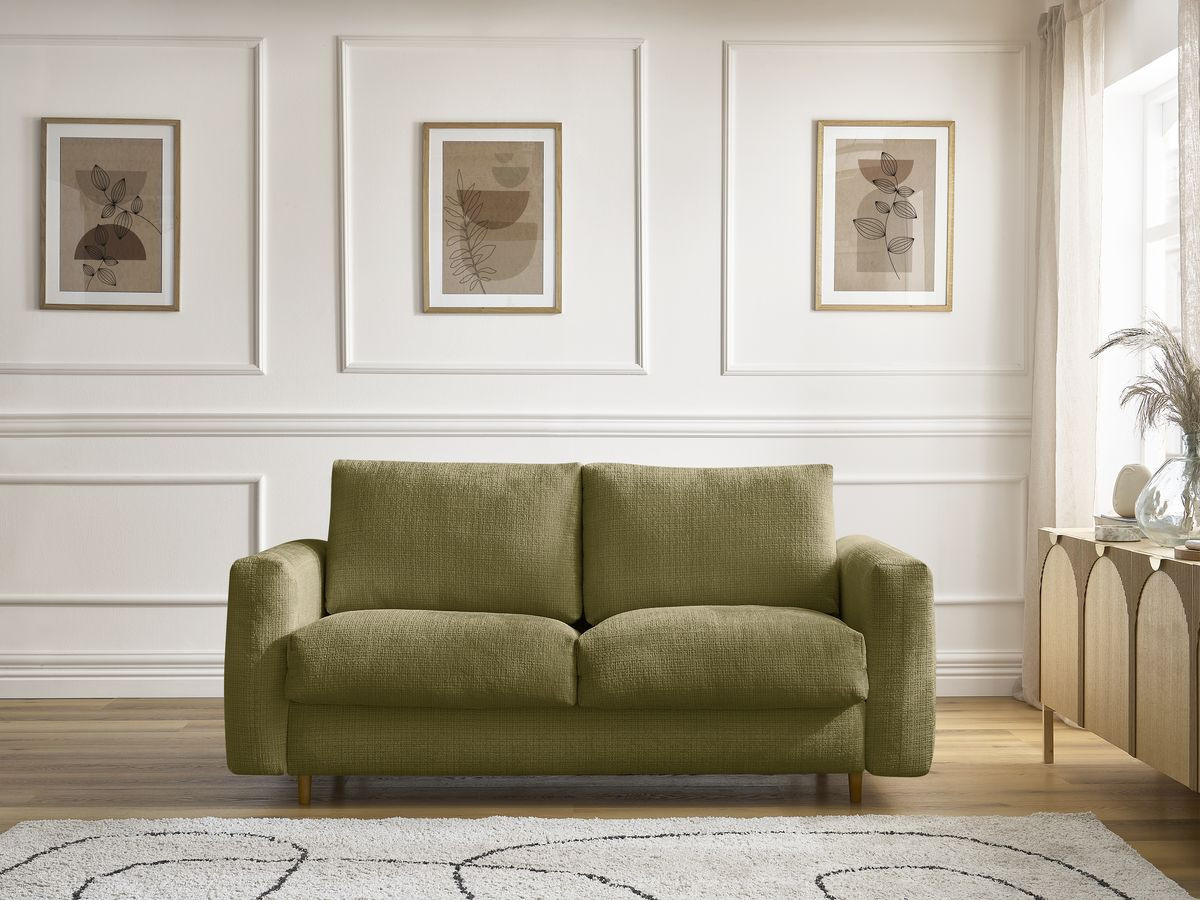 Canapé droit convertible NOUVEAU COCOONE texturé vert — vue 4