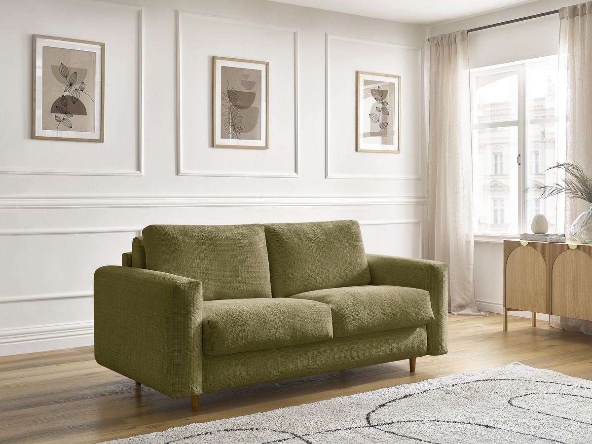 Canapé droit convertible NOUVEAU COCOONE texturé vert — vue 5