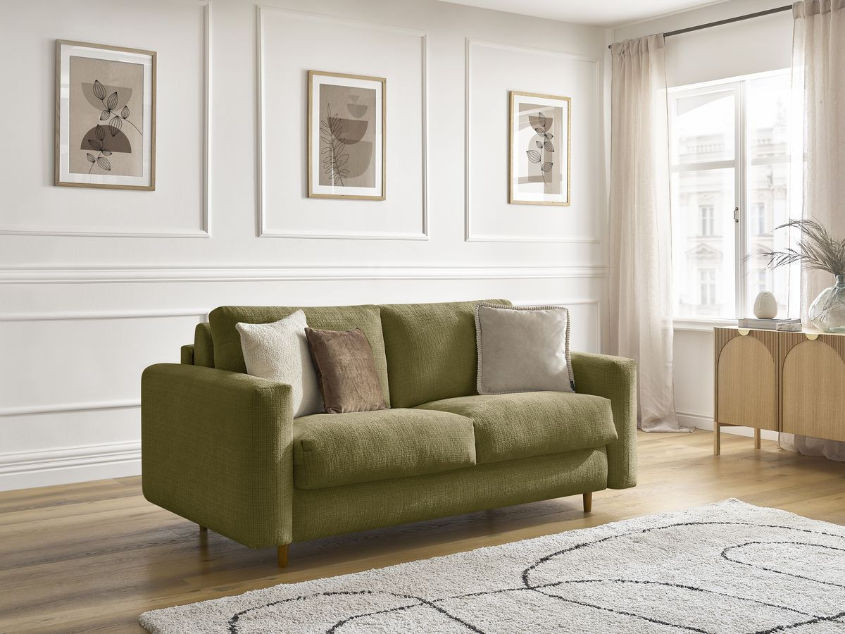 Canapé droit convertible NOUVEAU COCOONE texturé vert