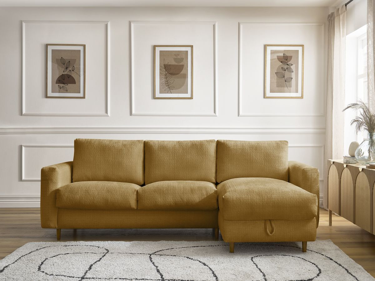 Canapé d'angle réversible convertible NOUVEAU COCOONE texturé jaune — vue 4