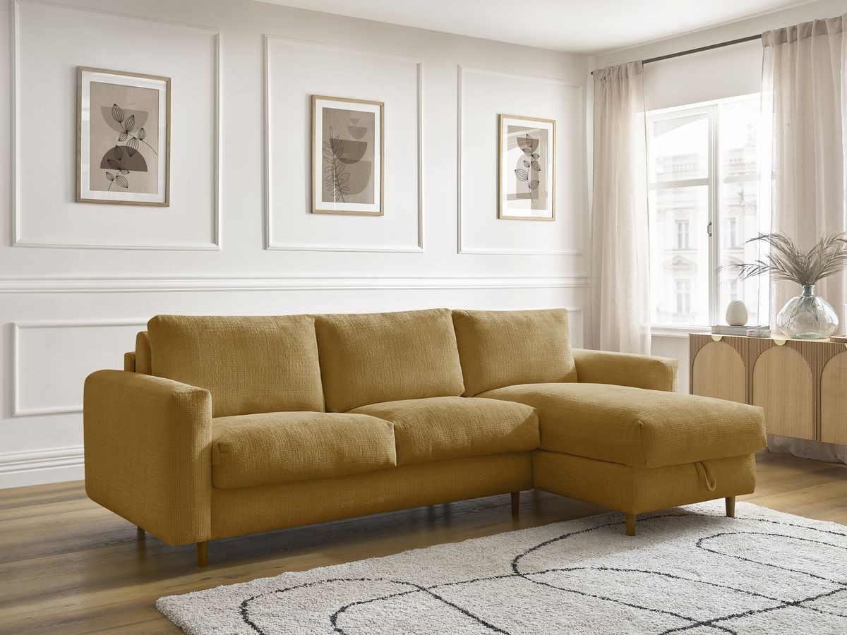 Canapé d'angle réversible convertible NOUVEAU COCOONE texturé jaune — vue 5