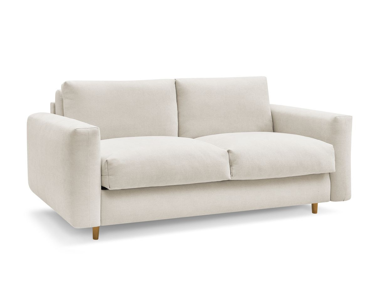 nieuwe cocoone rechte slaapbank, snel openend, gladde stof gekleurd beige