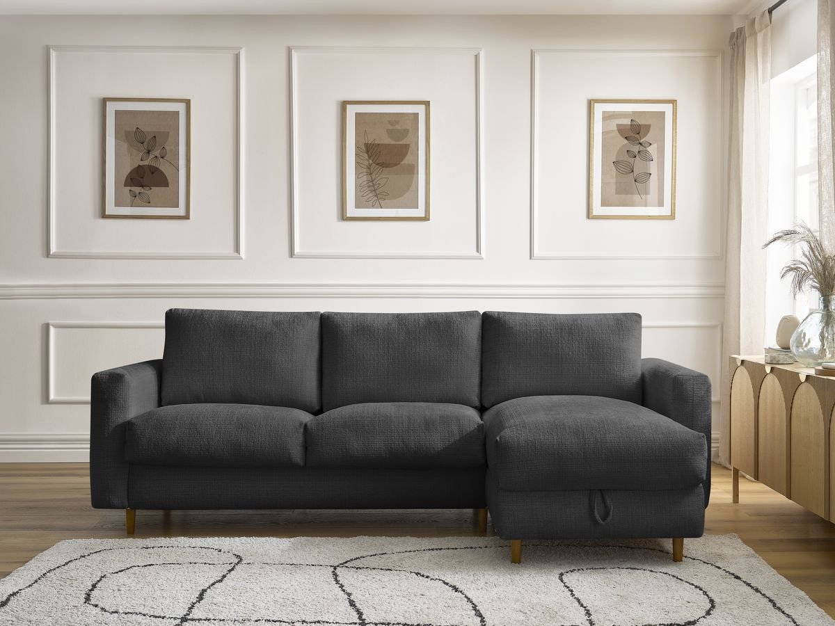 Canapé d'angle réversible convertible NOUVEAU COCOONE texturé noir — vue 4