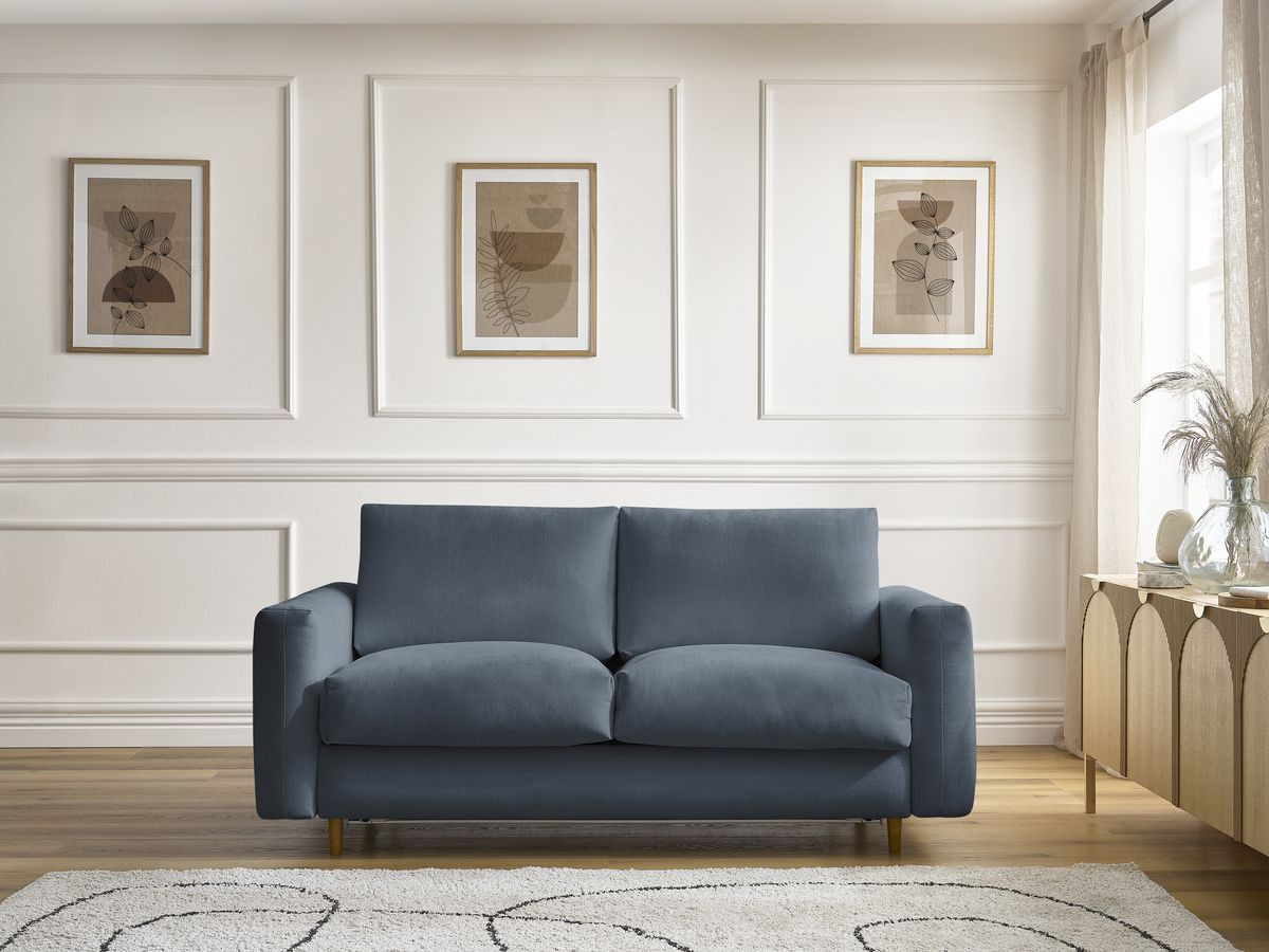 Canapé droit convertible NOUVEAU COCOONE lisse bleu foncé — vue 4