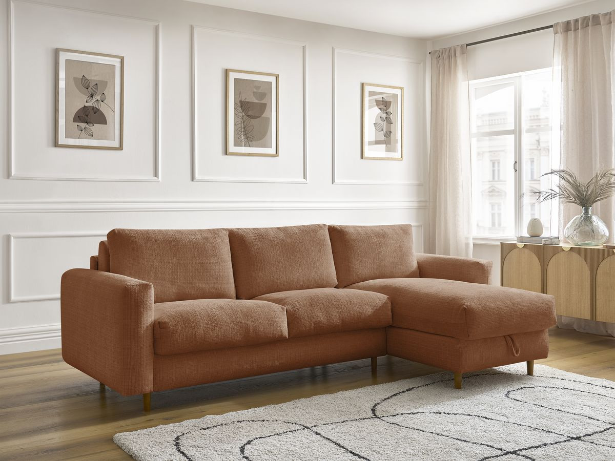 Canapé d'angle réversible convertible NOUVEAU COCOONE texturé orange — vue 5