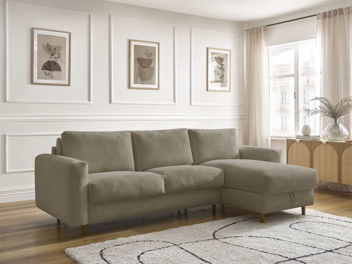 Canapé d'angle réversible convertible NOUVEAU COCOONE texturé taupe — vue 5