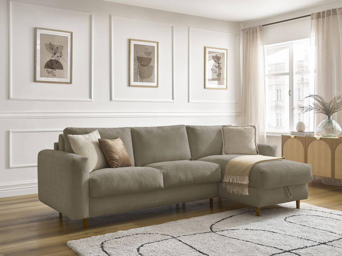 Canapé d'angle réversible convertible NOUVEAU COCOONE texturé taupe