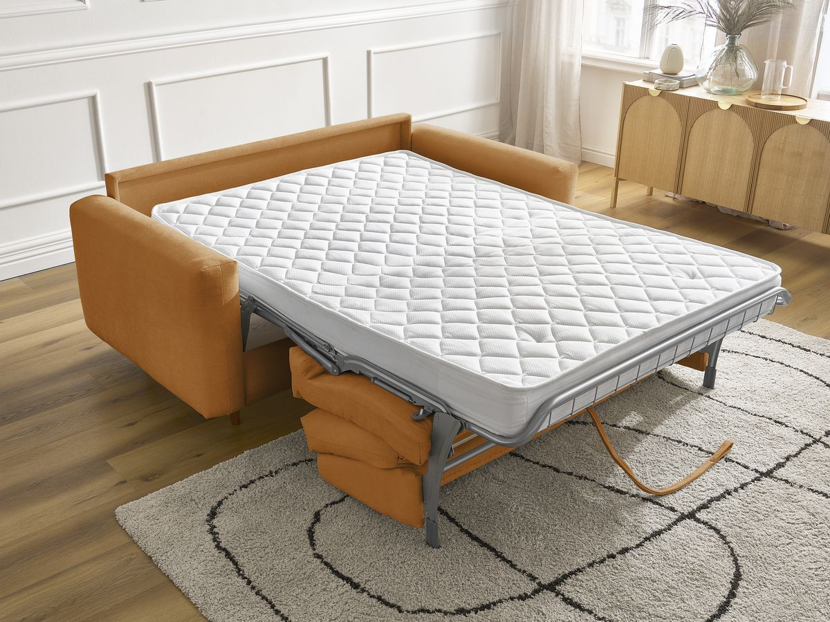 Canapé droit convertible NOUVEAU COCOONE lisse jaune — vue 6