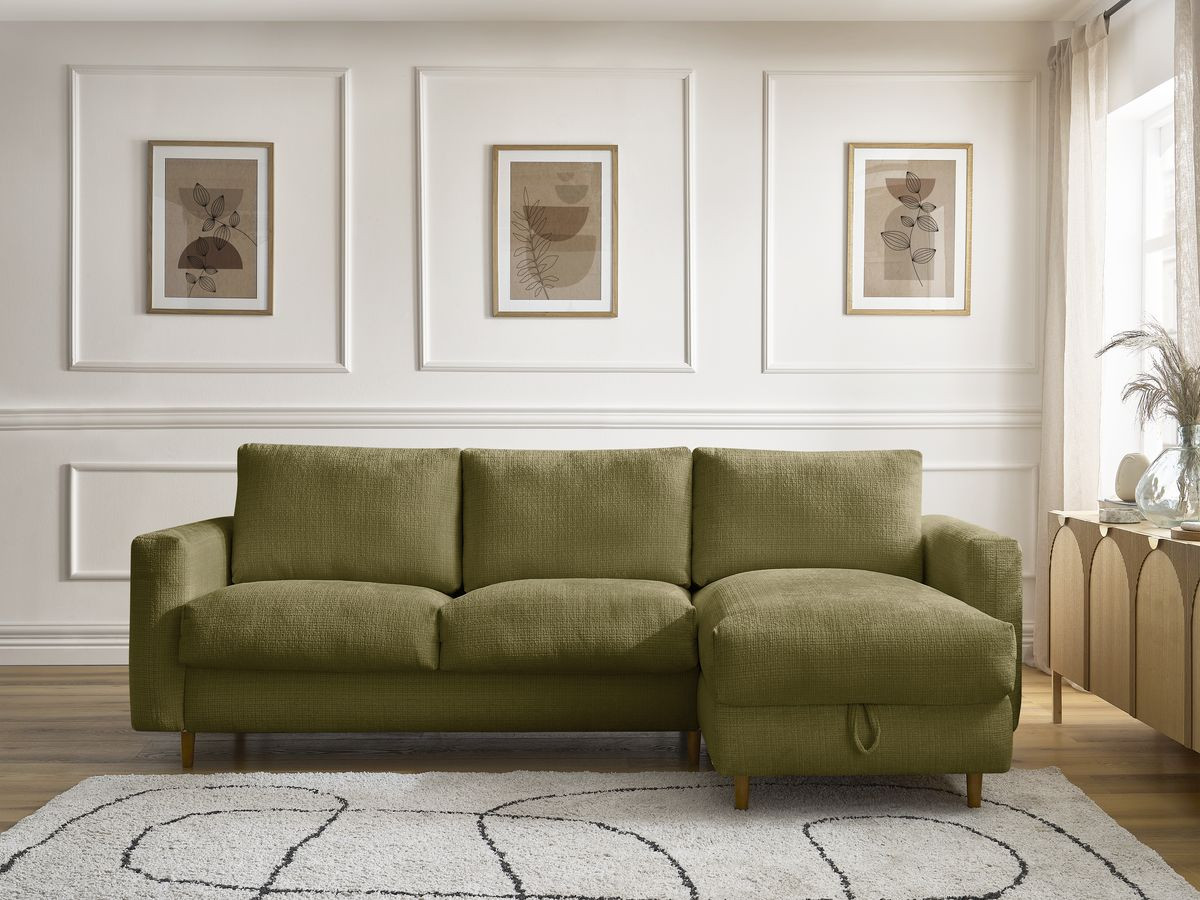 Canapé d'angle réversible convertible NOUVEAU COCOONE texturé vert — vue 4