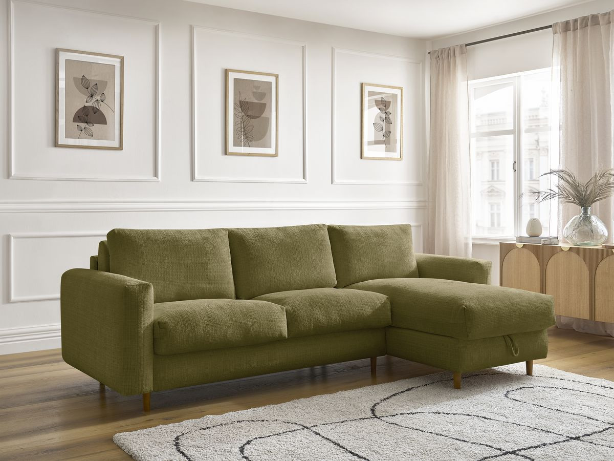 Canapé d'angle réversible convertible NOUVEAU COCOONE texturé vert — vue 5