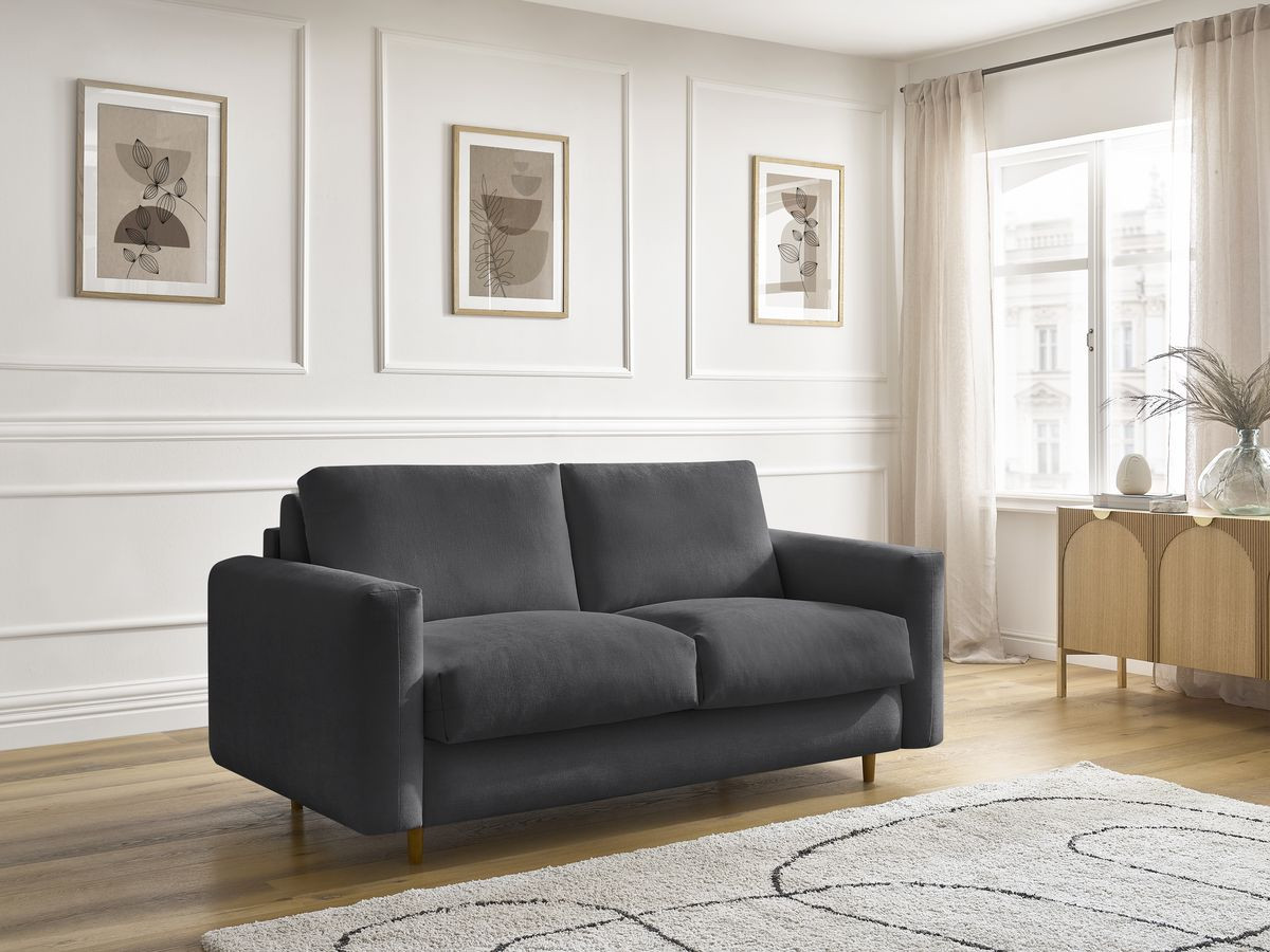 Canapé droit convertible NOUVEAU COCOONE lisse noir — vue 5