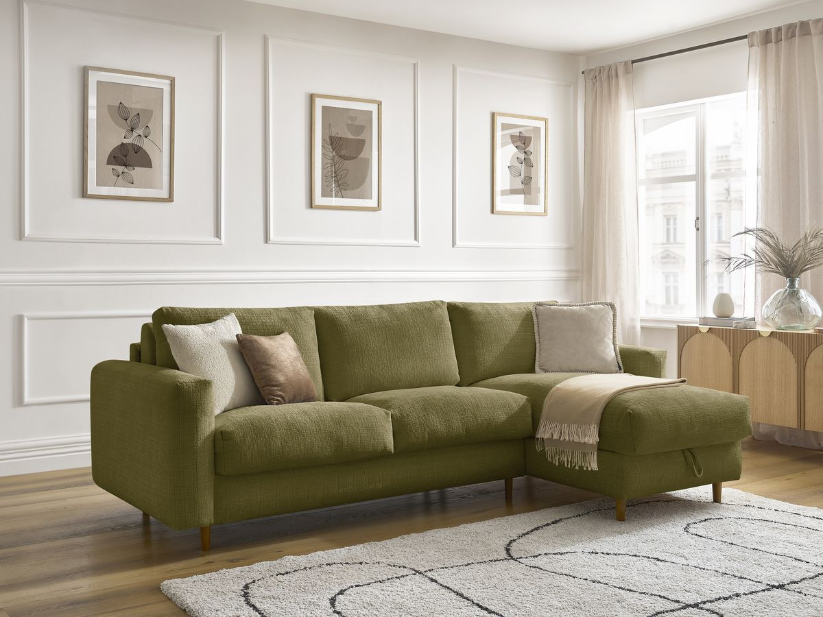 Canapé d'angle réversible convertible NOUVEAU COCOONE texturé vert