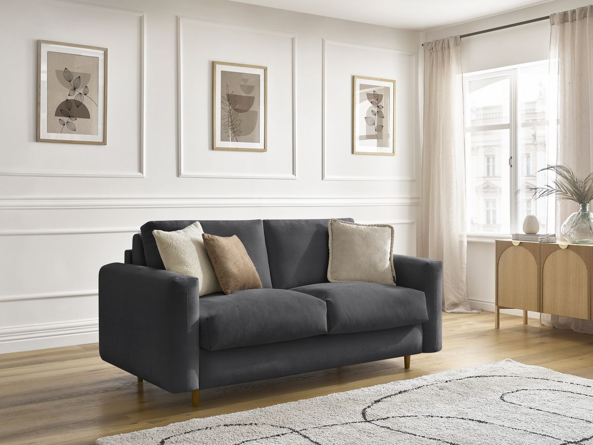 Canapé droit convertible NOUVEAU COCOONE lisse noir