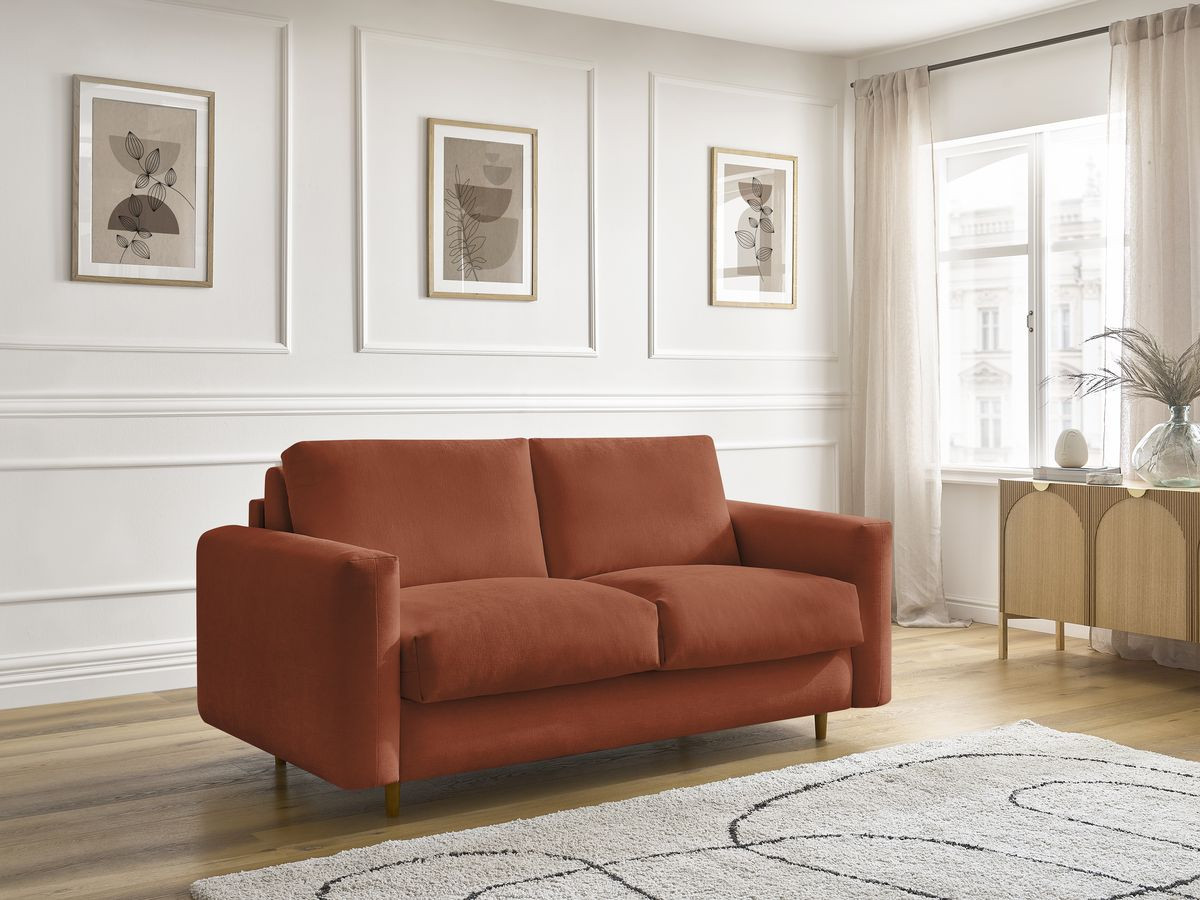Canapé droit convertible NOUVEAU COCOONE lisse orange — vue 5