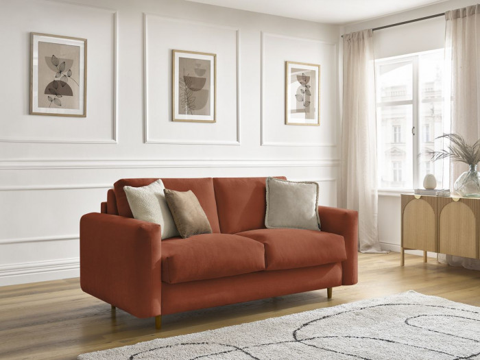 Canapé droit convertible NOUVEAU COCOONE ouverture express tissu lisse