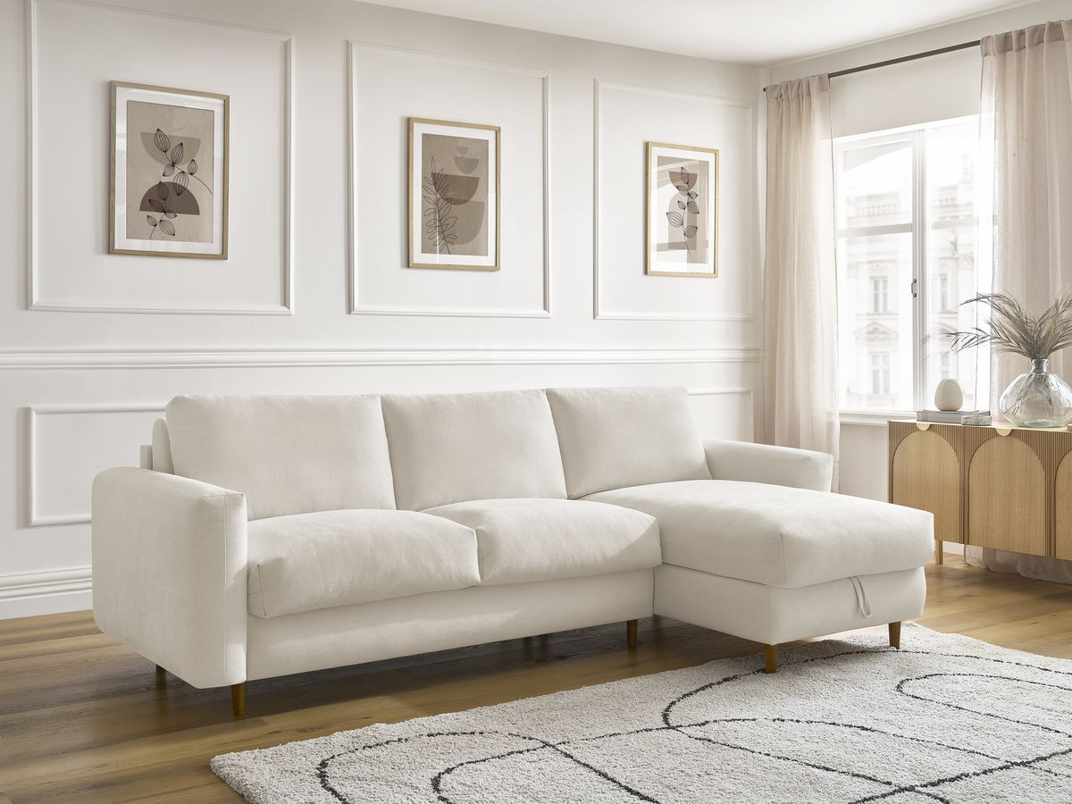 Canapé d'angle réversible convertible NOUVEAU COCOONE lisse beige — vue 5