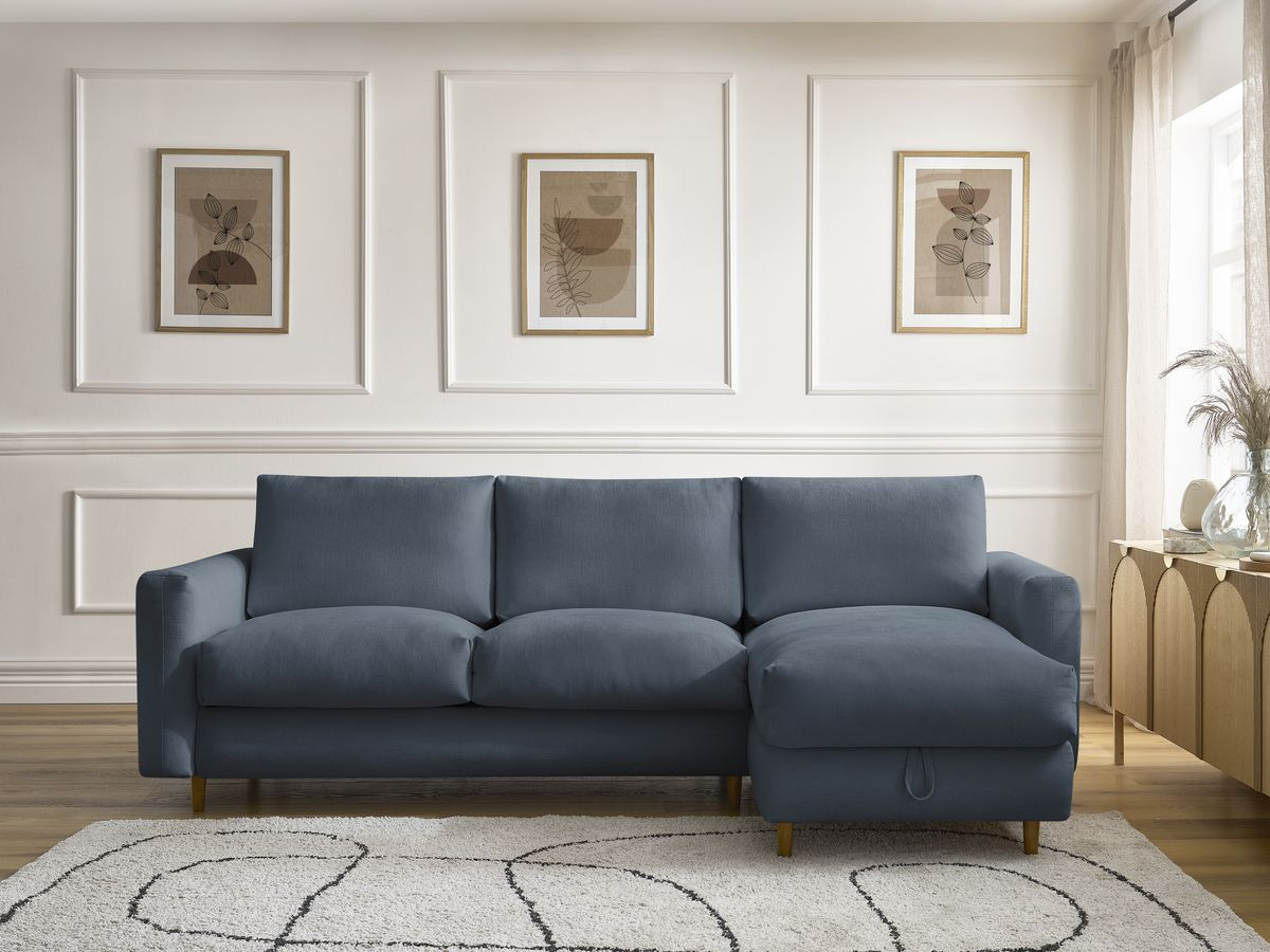 Canapé d'angle réversible convertible NOUVEAU COCOONE lisse bleu foncé — vue 4