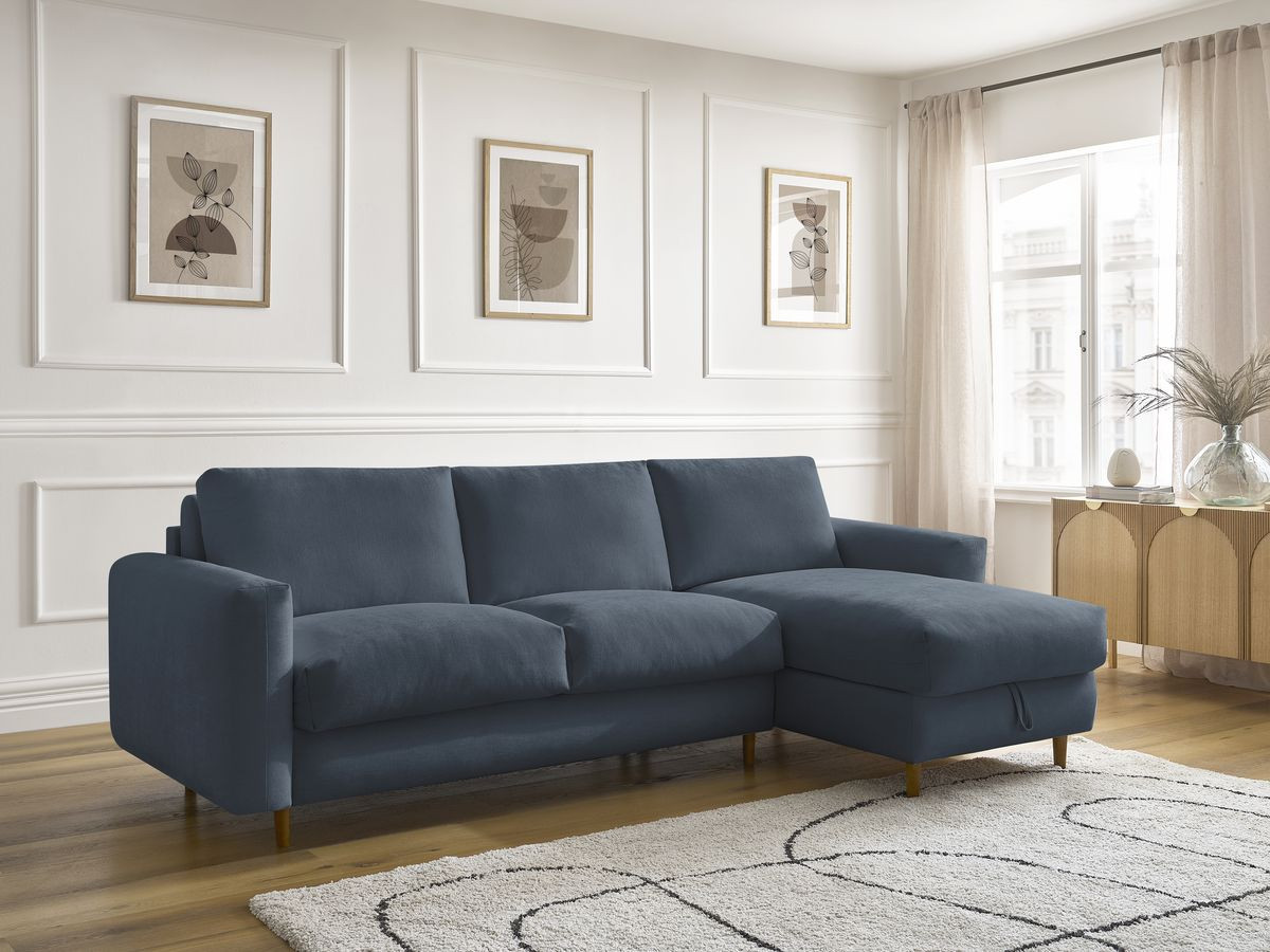 Canapé d'angle réversible convertible NOUVEAU COCOONE lisse bleu foncé — vue 5