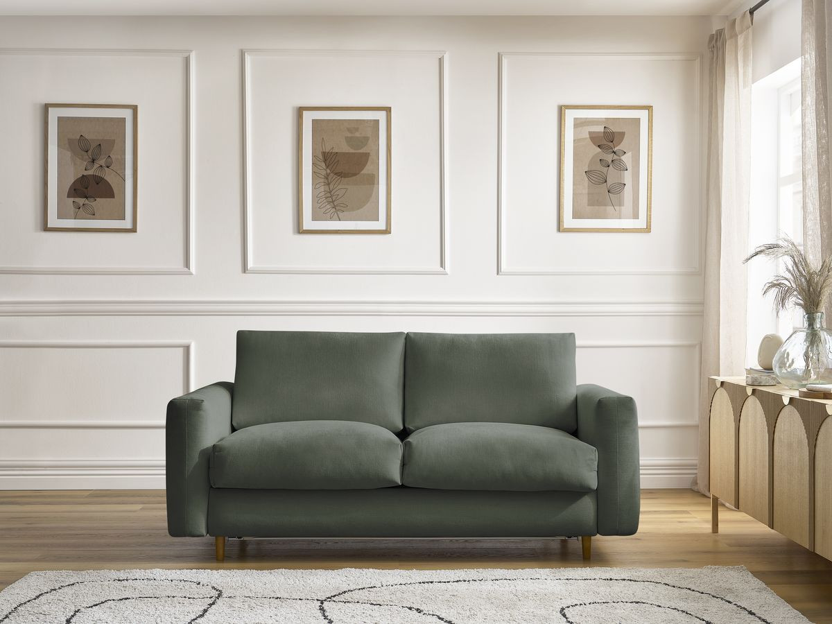 Canapé droit convertible NOUVEAU COCOONE lisse vert — vue 4