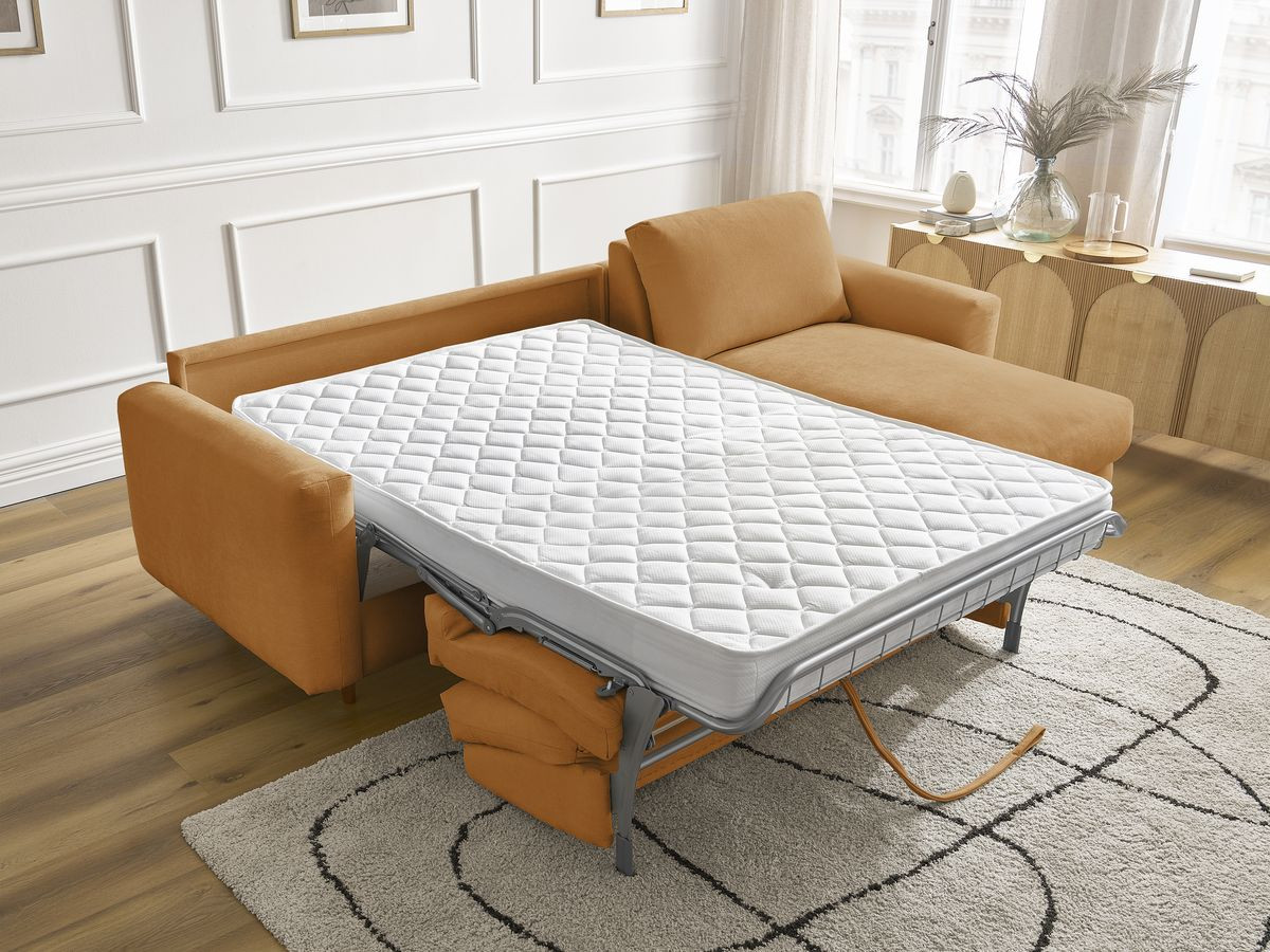 Canapé d'angle réversible convertible NOUVEAU COCOONE lisse jaune — vue 6