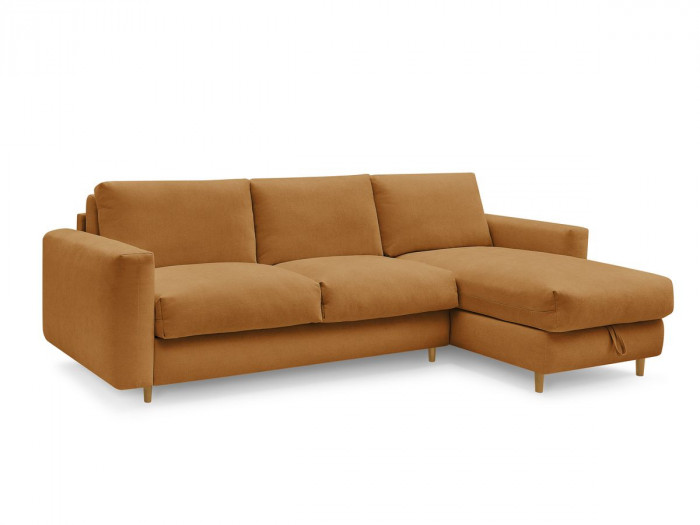Canapé d'angle réversible convertible NOUVEAU COCOONE ouverture express tissu lisse