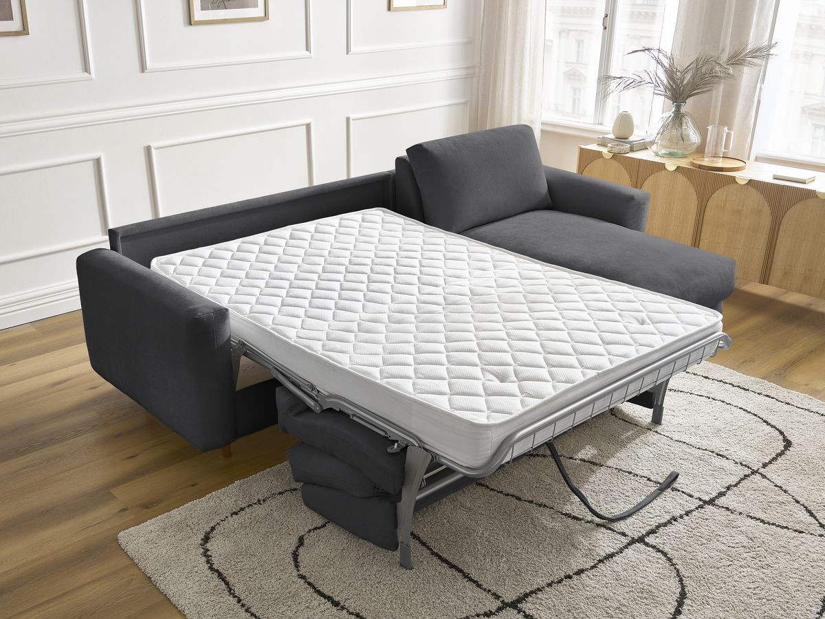 Canapé d'angle réversible convertible NOUVEAU COCOONE lisse noir — vue 6