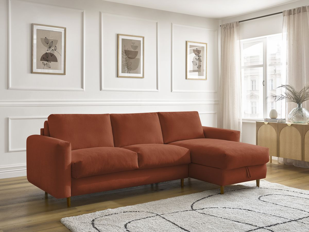 Canapé d'angle réversible convertible NOUVEAU COCOONE lisse orange — vue 5