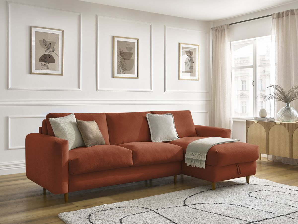 Canapé d'angle réversible convertible NOUVEAU COCOONE lisse orange