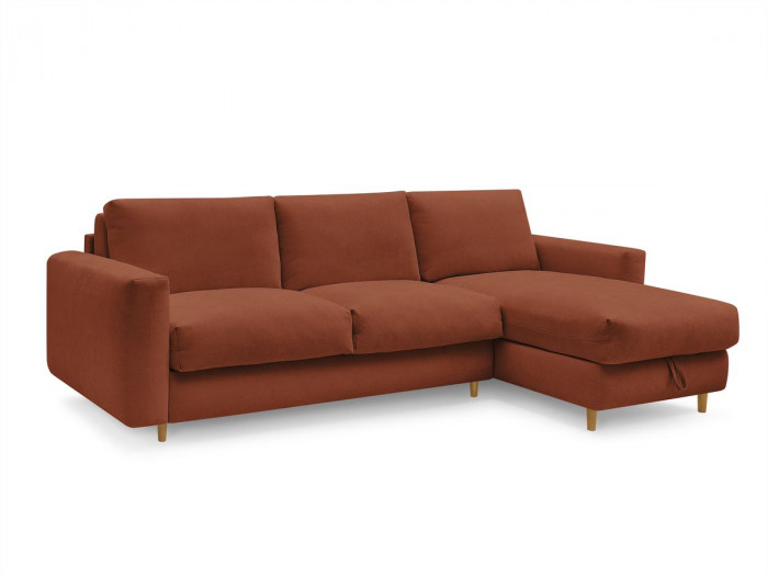 Canapé d'angle réversible convertible NOUVEAU COCOONE ouverture express tissu lisse