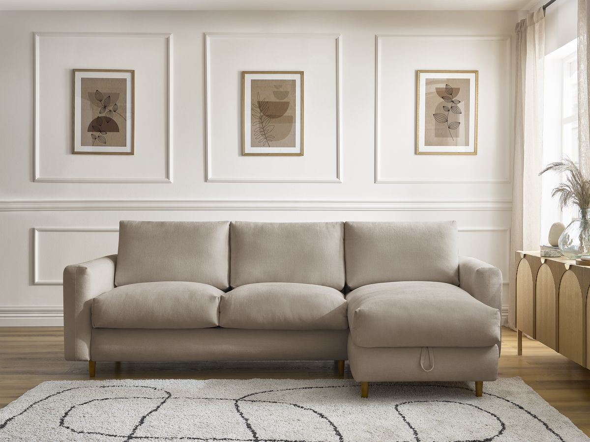 Canapé d'angle réversible convertible NOUVEAU COCOONE lisse taupe — vue 4