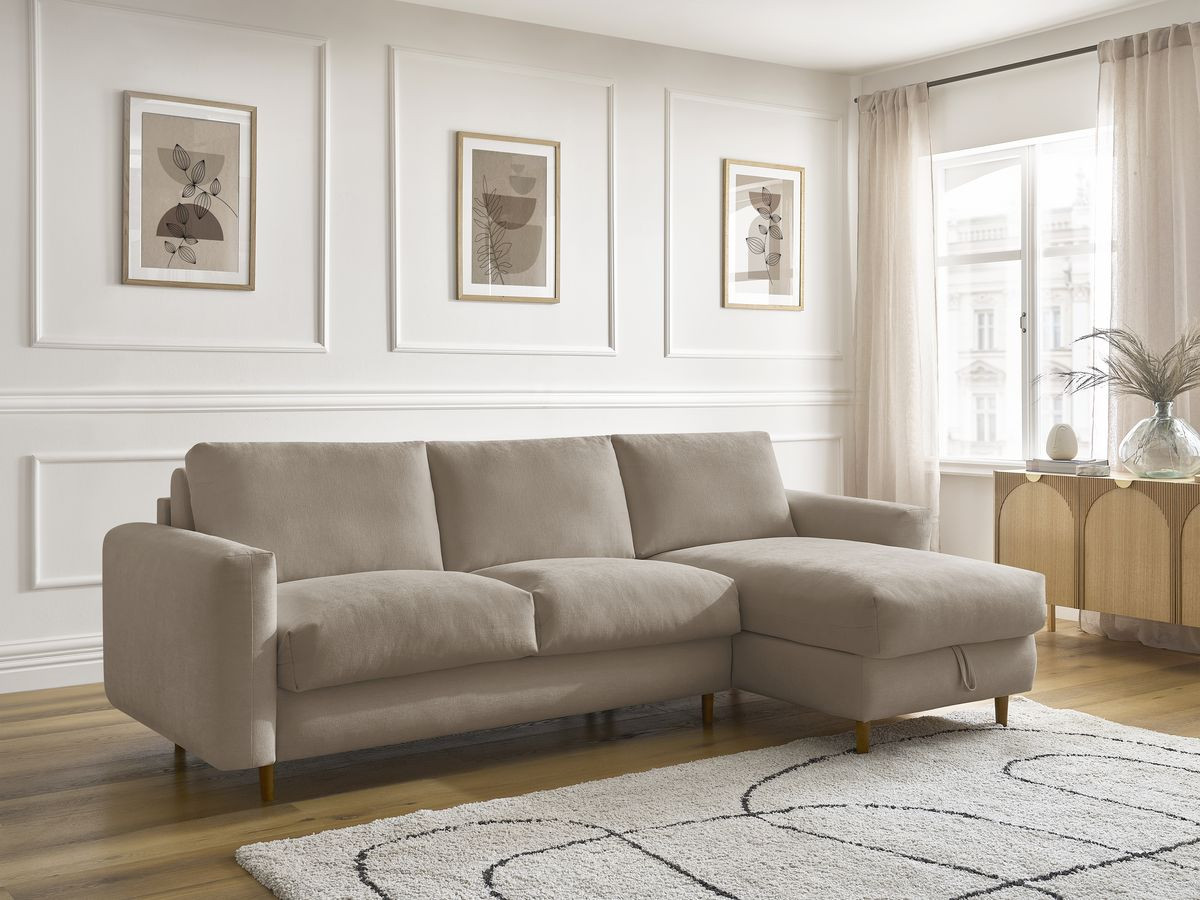 Canapé d'angle réversible convertible NOUVEAU COCOONE lisse taupe — vue 5