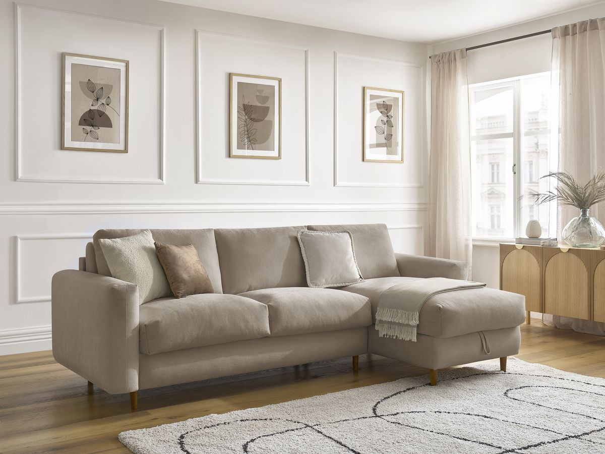 Canapé d'angle réversible convertible NOUVEAU COCOONE lisse taupe