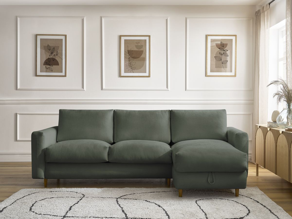 Canapé d'angle réversible convertible NOUVEAU COCOONE lisse vert — vue 4