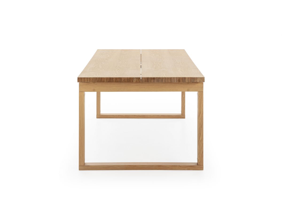 MARIN set met 220 cm eikenhouten eettafel + 6 GABIN corduroy fauteuils